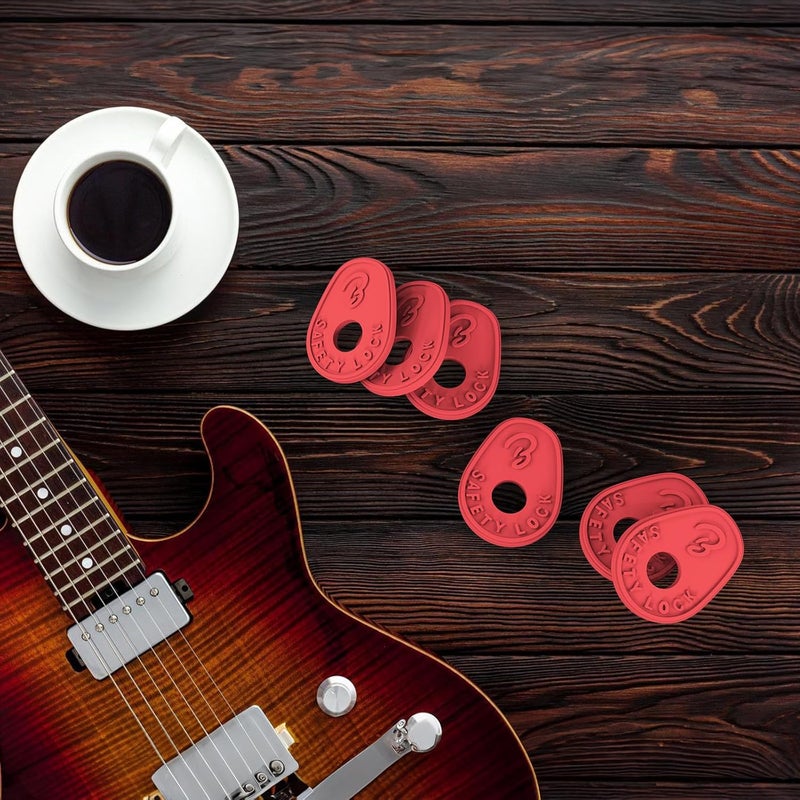 BestSounds أقفال حزام الجيتار، 6 قطع من أقفال السيليكون الممتازة (نمط الفراولة) - Image 5
